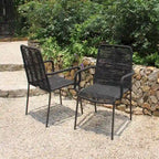 Grey / Black Rope Dining Arm Chair, Set of 4