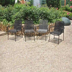 Grey / Black Rope Dining Arm Chair, Set of 4