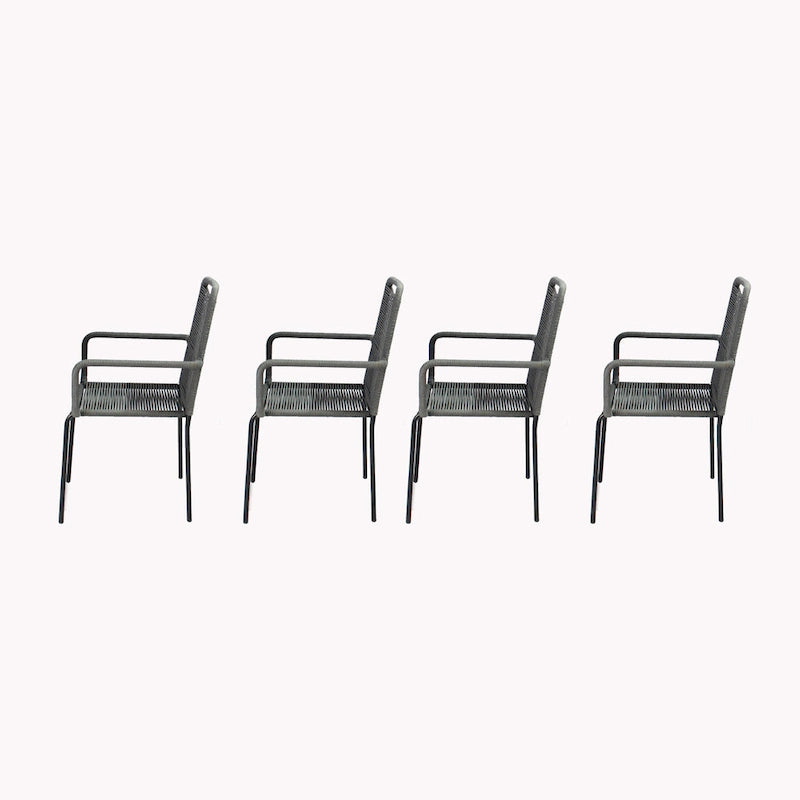 Grey / Black Rope Dining Arm Chair, Set of 4