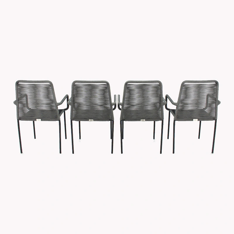 Grey / Black Rope Dining Arm Chair, Set of 4