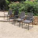 Grey / Black Rope Dining Arm Chair, Set of 4