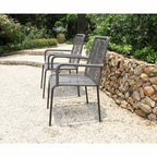 Grey / Black Rope Dining Arm Chair, Set of 4