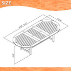 Brown Oval Eucalyptus Wood Outdoor Dining Table with Extension, Seats 8 - 71"L x 43"W x 29"H