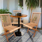 Brown Teak Folding Side Chair, Set of 2