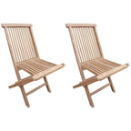Brown Teak Folding Side Chair, Set of 2