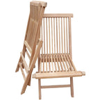 Brown Teak Folding Side Chair, Set of 2