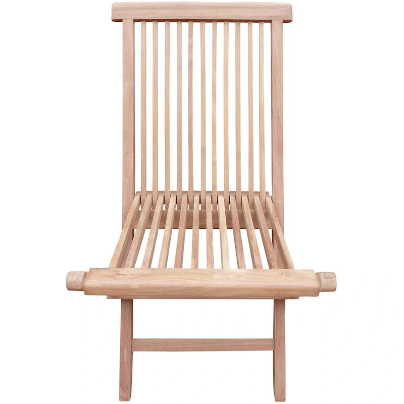 Brown Teak Folding Side Chair, Set of 2