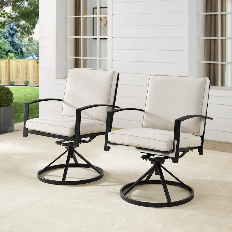 Crosley Kaplan 2Pc Outdoor Dining Swivel Chair Set - 24.75W x 25D x 37H