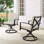 Brown X-Back Outdoor Swivel Dining Chair, Set of 2