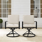 Brown X-Back Outdoor Swivel Dining Chair, Set of 2