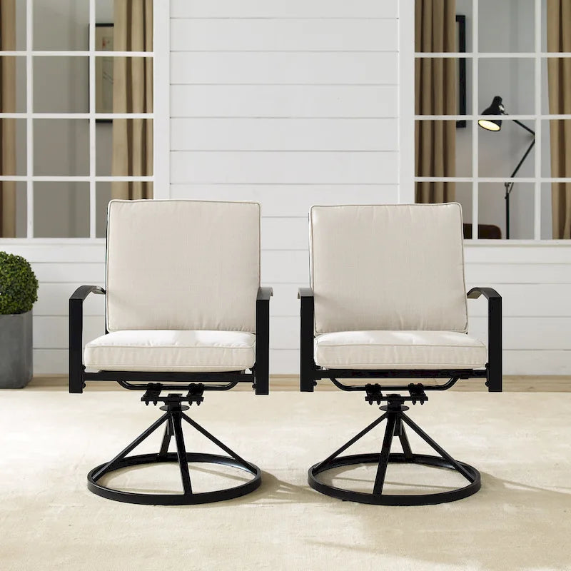 Brown X-Back Outdoor Swivel Dining Chair, Set of 2