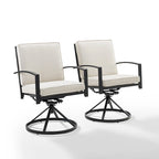 Brown X-Back Outdoor Swivel Dining Chair, Set of 2