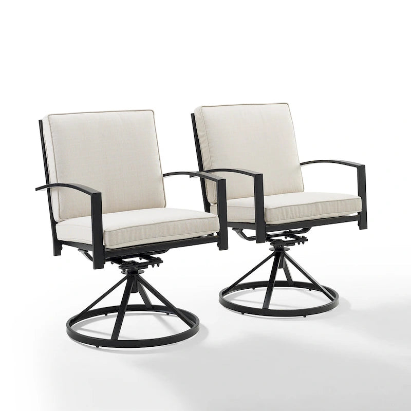 Brown X-Back Outdoor Swivel Dining Chair, Set of 2