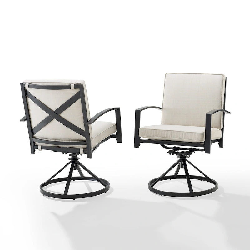 Brown X-Back Outdoor Swivel Dining Chair, Set of 2