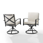 Brown X-Back Outdoor Swivel Dining Chair, Set of 2