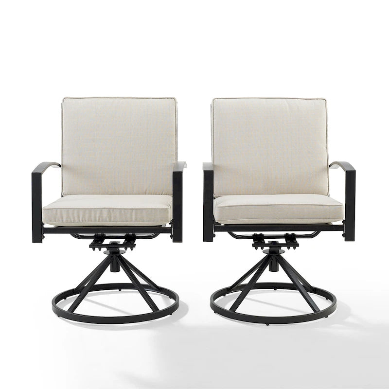 Brown X-Back Outdoor Swivel Dining Chair, Set of 2
