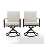 Brown X-Back Outdoor Swivel Dining Chair, Set of 2