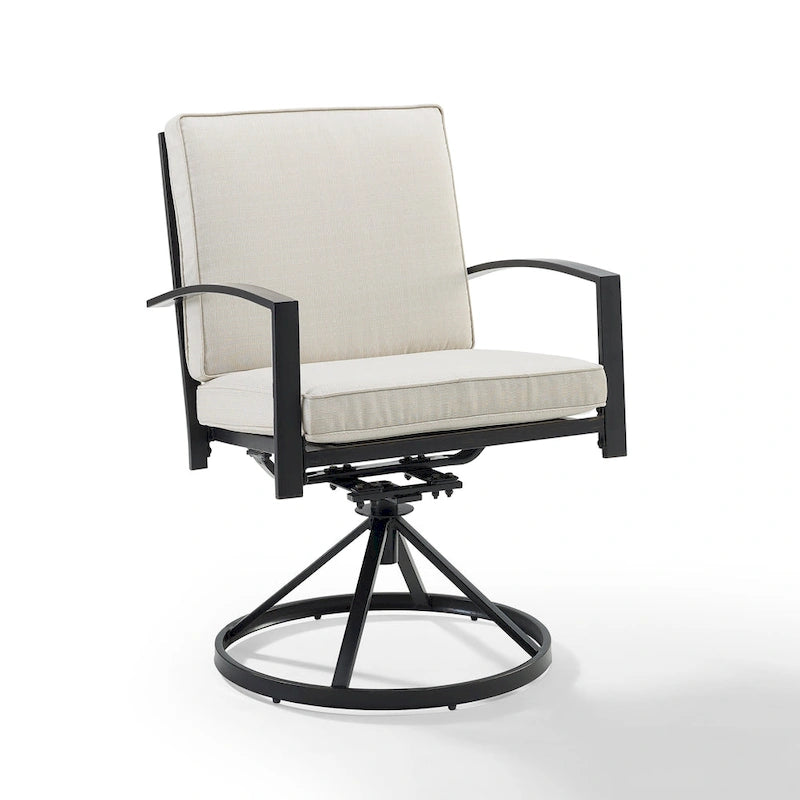 Brown X-Back Outdoor Swivel Dining Chair, Set of 2