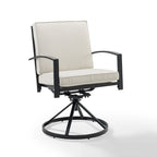 Brown X-Back Outdoor Swivel Dining Chair, Set of 2