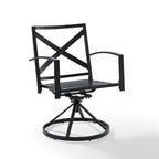 Brown X-Back Outdoor Swivel Dining Chair, Set of 2