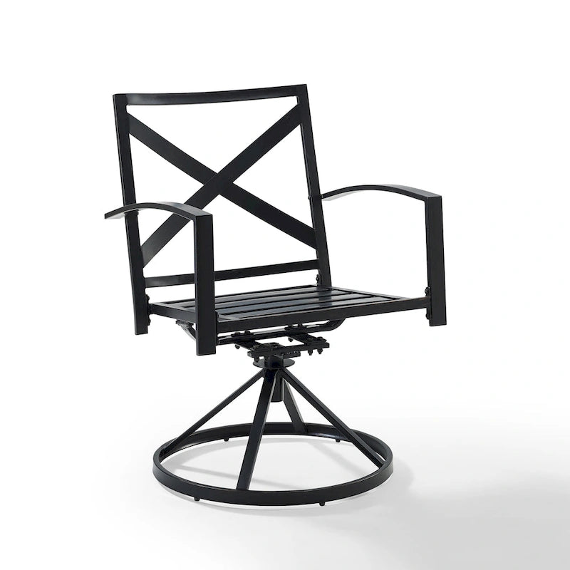 Brown X-Back Outdoor Swivel Dining Chair, Set of 2
