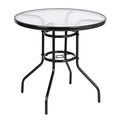 Dark Chocolate Round Outdoor Dining Table – 2-Person, Steel & Glass