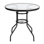 Outdoor Dining Table Round Toughened Glass Table