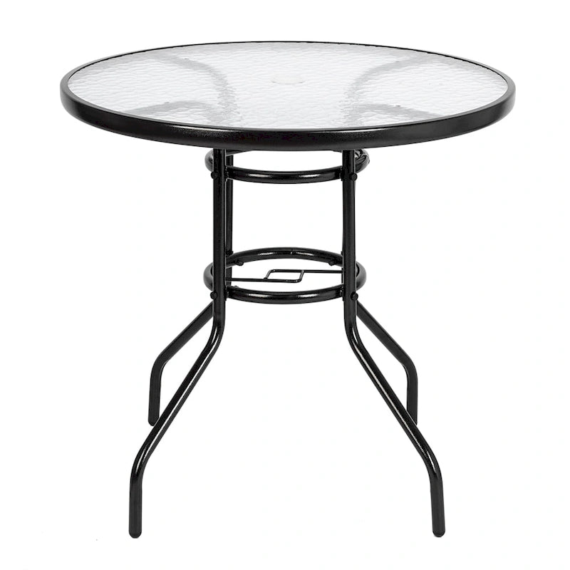 Outdoor Dining Table Round Toughened Glass Table