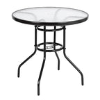 Dark Chocolate Round Outdoor Dining Table – 2-Person, Steel & Glass