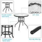 Dark Chocolate Round Outdoor Dining Table – 2-Person, Steel & Glass