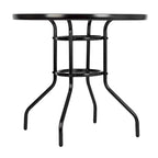 Dark Chocolate Round Outdoor Dining Table – 2-Person, Steel & Glass