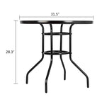 Dark Chocolate Round Outdoor Dining Table – 2-Person, Steel & Glass