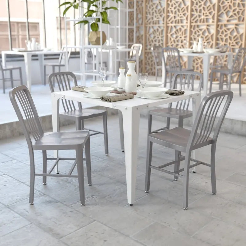 Metal Dining Side Chair, Industrial Style, Set of 2 – Multiple Colors