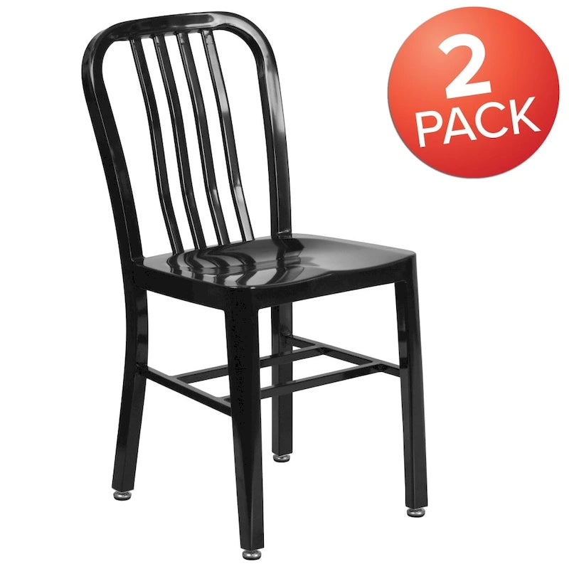 Metal Dining Side Chair, Industrial Style, Set of 2 – Multiple Colors