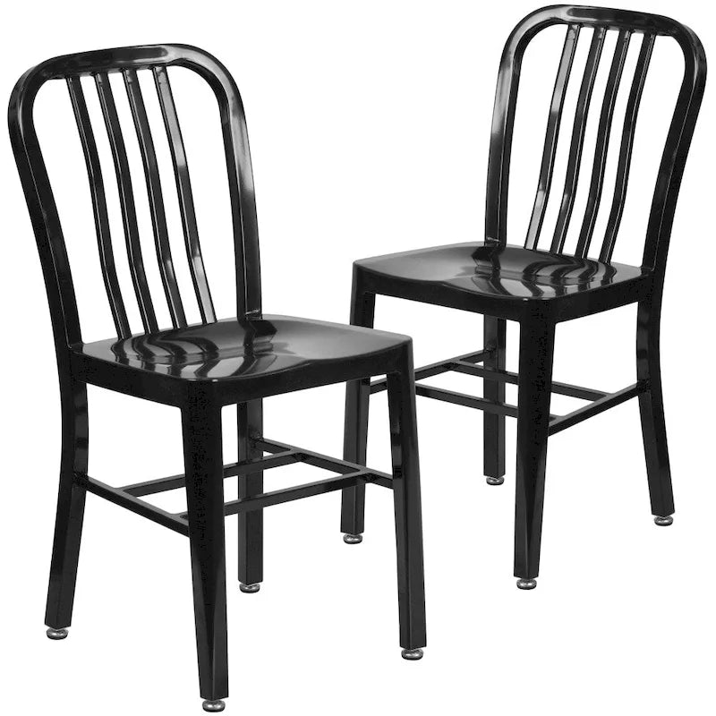Metal Dining Side Chair, Industrial Style, Set of 2 – Multiple Colors