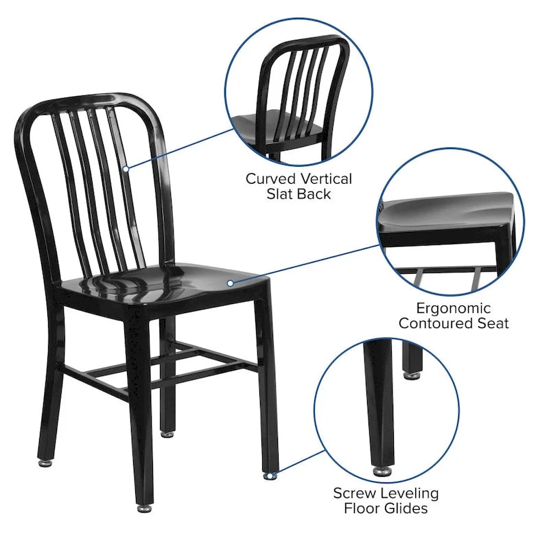 Metal Dining Side Chair, Industrial Style, Set of 2 – Multiple Colors