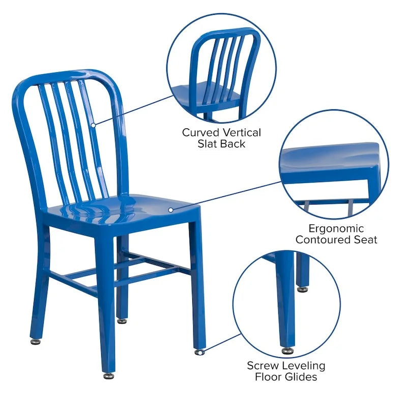 Metal Dining Side Chair, Industrial Style, Set of 2 – Multiple Colors