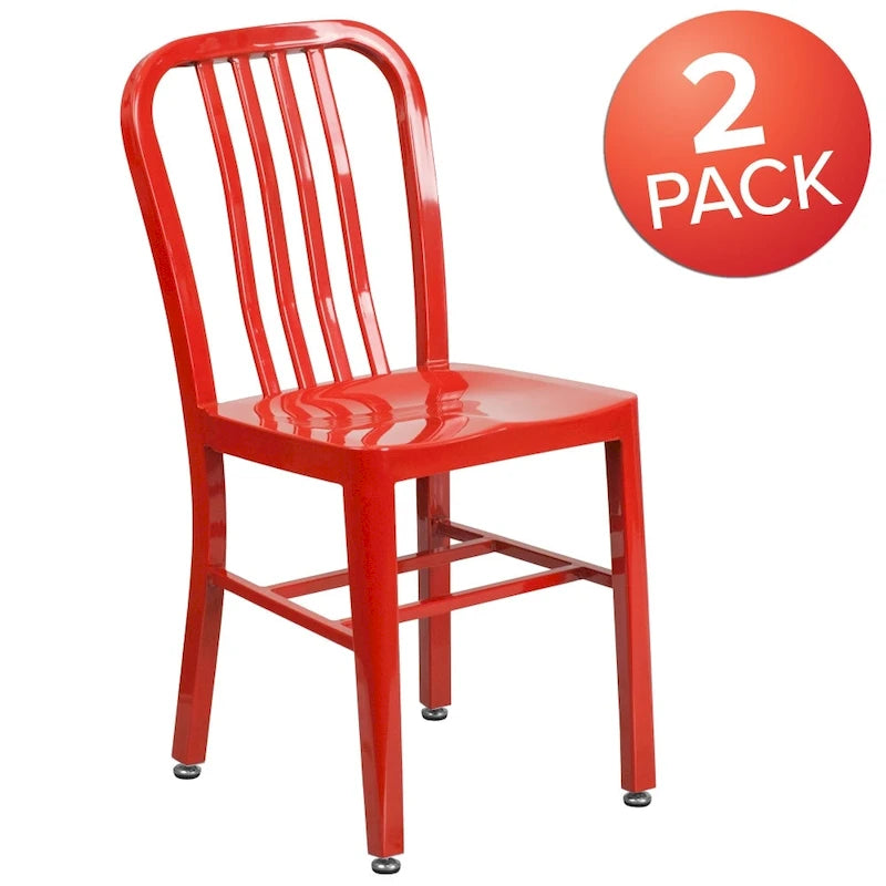 Metal Dining Side Chair, Industrial Style, Set of 2 – Multiple Colors