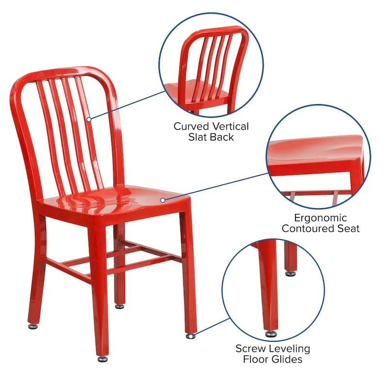 Metal Dining Side Chair, Industrial Style, Set of 2 – Multiple Colors