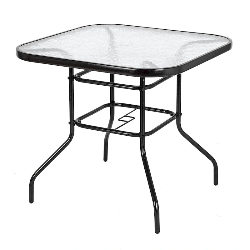Dark Chocolate Square Glass Top Outdoor Table, 2-Seat