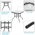 Dark Chocolate Square Glass Top Outdoor Table, 2-Seat