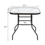 Dark Chocolate Square Glass Top Outdoor Table, 2-Seat