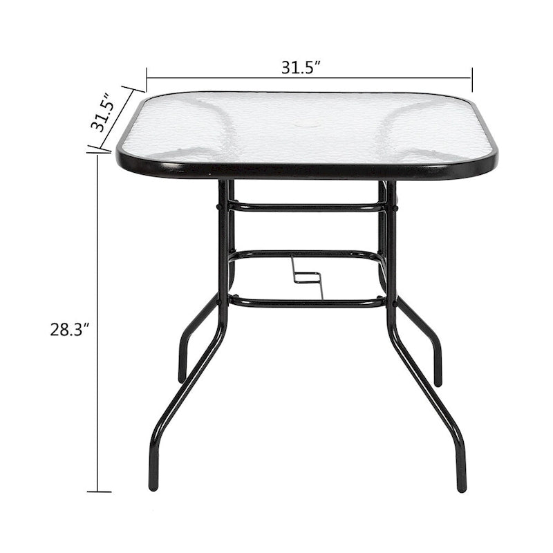 Dark Chocolate Square Glass Top Outdoor Table, 2-Seat