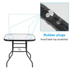 Dark Chocolate Square Glass Top Outdoor Table, 2-Seat