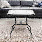 Dark Chocolate Square Glass Top Outdoor Table, 2-Seat