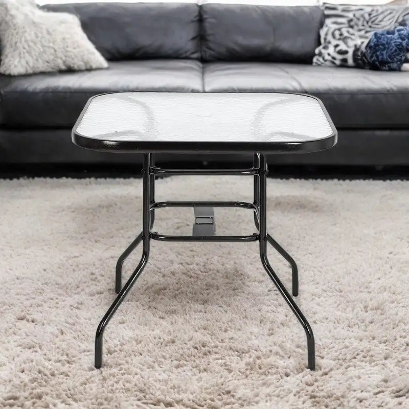 Dark Chocolate Square Glass Top Outdoor Table, 2-Seat