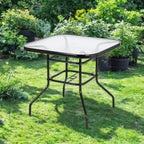 Dark Chocolate Square Glass Top Outdoor Table, 2-Seat