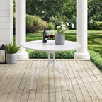 White Retro Round Outdoor Dining Table, Seats 4