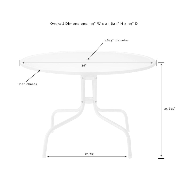 White Retro Round Outdoor Dining Table, Seats 4