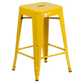 Multi-Color Backless Metal Counter Stool, Square Seat, Single